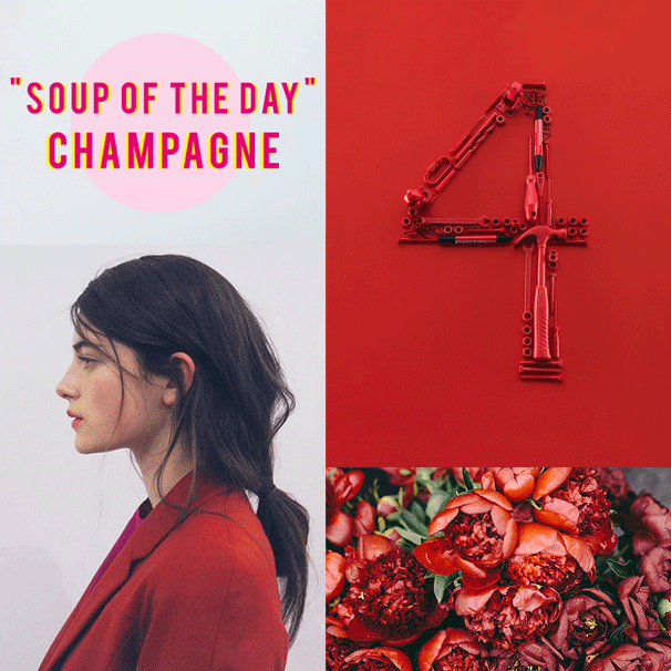 a grouping of images with pops of red as graphic design inspiration