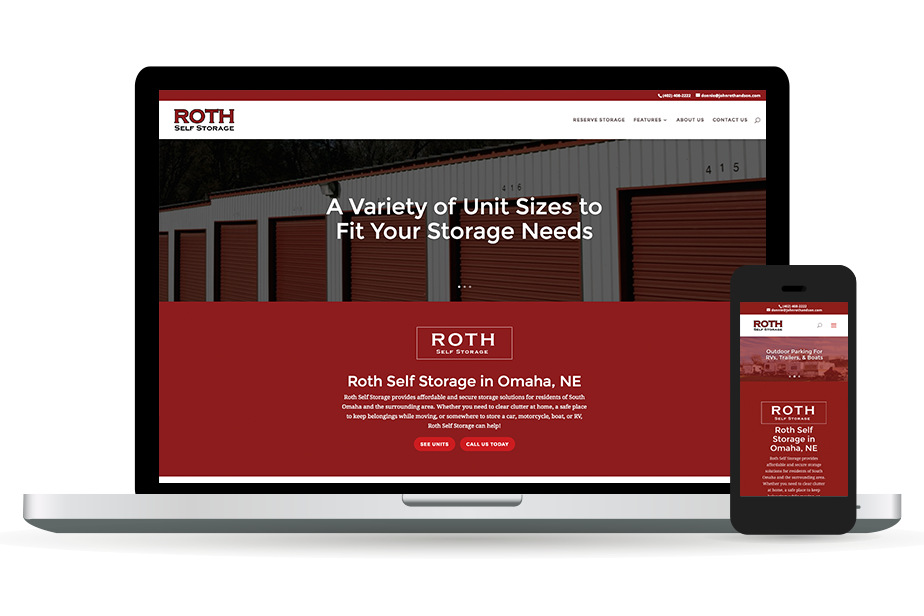 Roth Self Storage Website Homepage