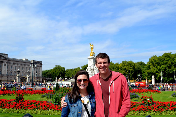 Cale and I in front of Buckingham Palace in London